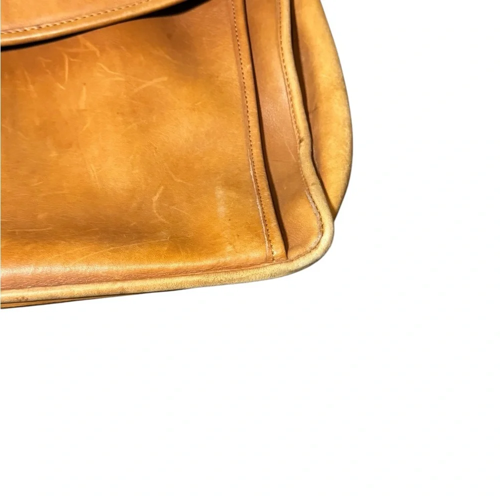 Vintage Coach Beekman Briefcase Tan Leather Laptop Shoulder Bag Crossbody - Picture 4 of 13